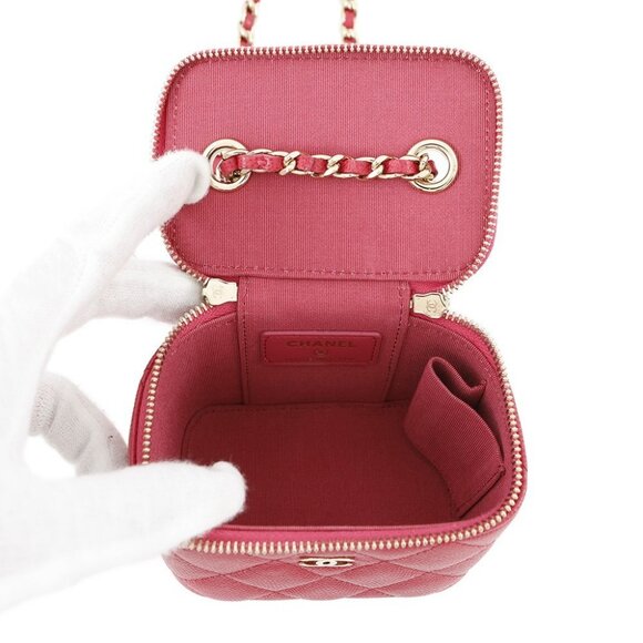 CHANEL Matelasse Mini Vanity Chain Shoulder Bag Calfskin Pink AP1340 - Picture 11 of 12